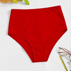 SHEIN red high waisted swim bottoms